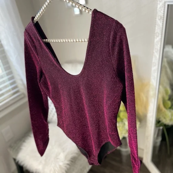 Zara Metallic Purple Bodysuit Medium - Picture 3 of 12